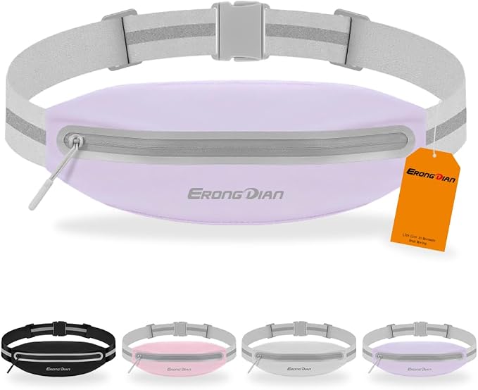 Running Fanny Pack for Women, Slim Running Belts for Men, Water Resistant Waist Pack Phone Pouch, Adjustable Money Belt, No Bounce Phone Holder for Walking Running Hiking - Light Purple