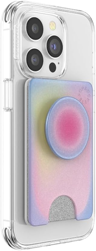 PopSockets Adhesive Phone Wallet and Card Holder with Grip, Purple - Aura