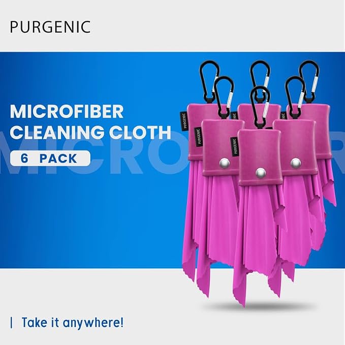 Microfiber Cloth & Glasses Wipes (6 Pack) Lens & Glasses Cleaning Cloth - Eye Glass Clean Cloths - Eyeglass Cleaning Cloth - Glass Cleaning Cloth - Camera Lenses & Gadget Delicate Screens - Pink