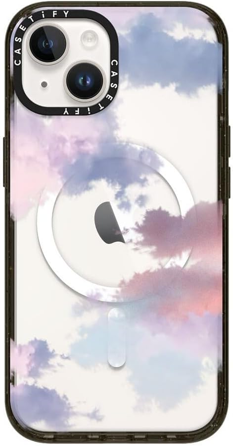 CASETiFY Impact iPhone 14 Case [4X Military Grade Drop Tested / 8.2ft Drop Protection/Compatible with Magsafe] - Clouds - Glossy Black