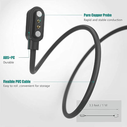 Compatible with COOSPO HW807 Heart Rate Armband Charger, 2 Pin Magnetic USB Replacement Charging Compatible with COOSPO Heart Rate Monitor Armband HW706 / HW807 /HW702 (2 Pack-Black+Black)