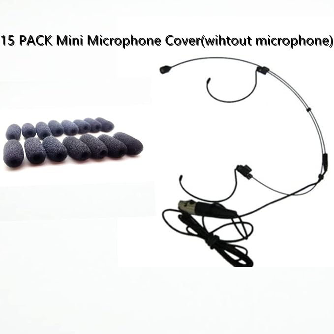 15 Pack Mini Lavalier Foam Cover Windscreen for Countryman E6 and Other Headset Lapel Microphones (Black)
