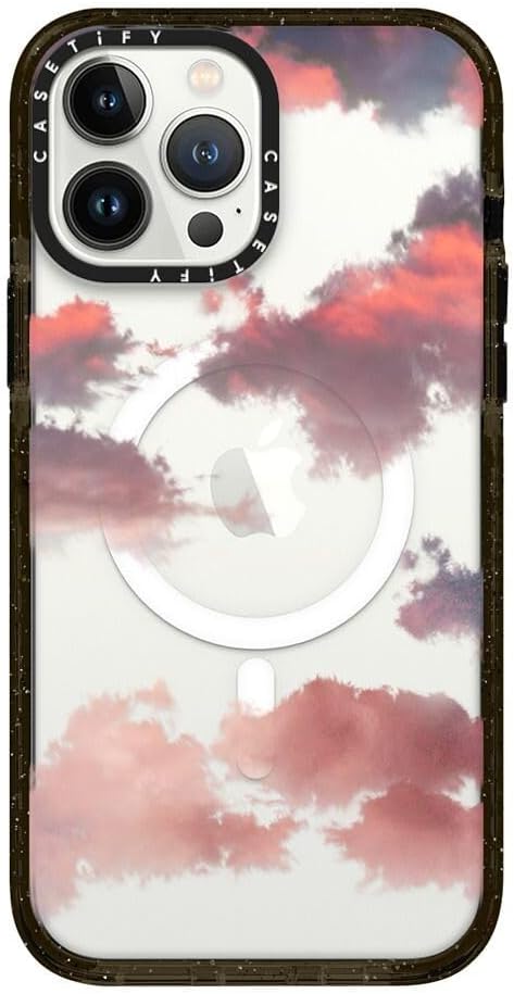 CASETiFY Impact iPhone 13 Pro Max Case [4X Military Grade Drop Tested / 8.2ft Drop Protection/Compatible with Magsafe] - Clouds - Clear Black