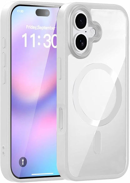 3 in 1 Phone Case for iPhone 17 with MagSafe Compatible, Clear with White Frame, Camera and Lens Protector, Screen Protector Included