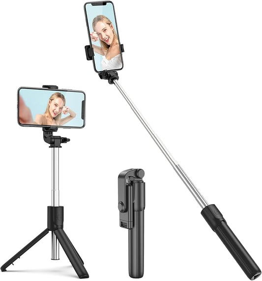 Tianle Selfie Stick, 30 Inch Phone Tripod Extendable Cell Phone Tripod Stand with Wireless Remote and Phone Holder Compatible with iPhone Android Phone for Selfie, Video Recording, Photo