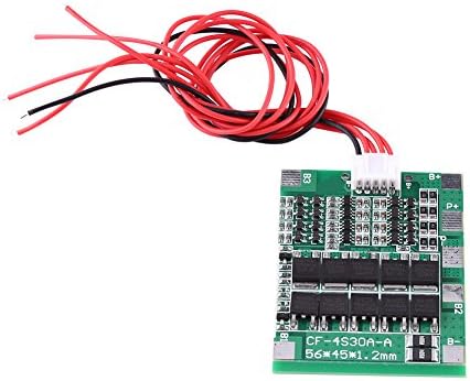 Walfront 18650 Battery PCB Board 4Series 30A 14.8V High Current Balance Protection with Wire Green for Li-ion Lithium Battery Cell