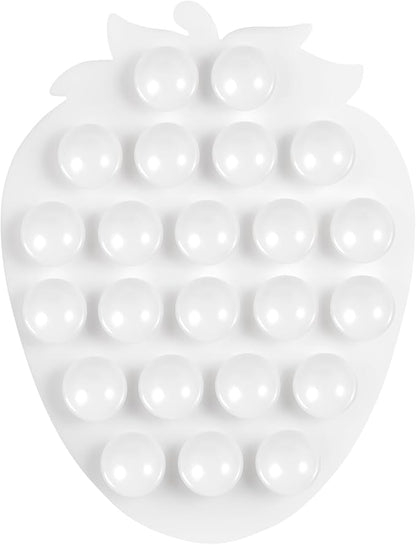 Silicone Phone Grip, 23 Suction Cups, Suitable for Selfies and Videos on Mirrors, bathrooms and Smooth Surfaces, Compatible with iPhone, Samsung(Strawberry Shaped, White)