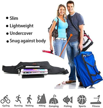 Naoki Outdoor Sports Running Jogging Cycling Hiking Camping Climbing Travel Ultra-thin Waterproof Polyester Waist Pack/Bag Runner Belt(Black)