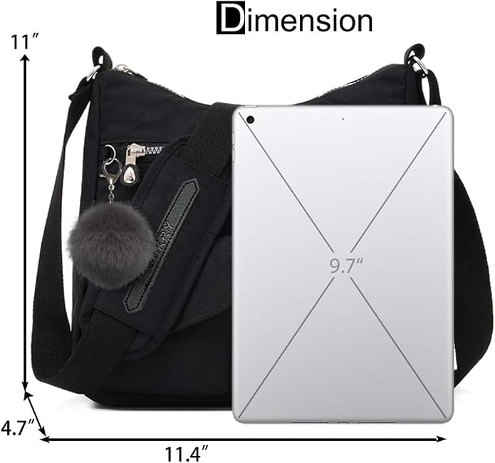 SUKRY Nylon Crossbody Bag for Women with Anti theft RFID Pocket, Waterproof Shoulder Bag Travel Purses and Handbag