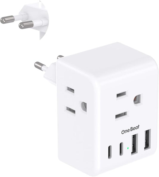 1 Pack European Travel Plug Adapter, International Power Plug Adapter | International Power Adapter, Type C Plug Adapter Travel Essentials to Most Europe EU Spain Italy France Germany, 1 Pack