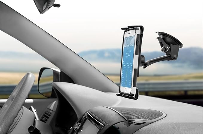 ARKON Mounts Slim-Grip Ultra Sticky Suction Windshield Phone Car Mount | Universal Phone Holder | Firm Windshield Suction | Adjustable 3" Arm | Compatible with iPad, Galaxy, Pixel and more | SM679