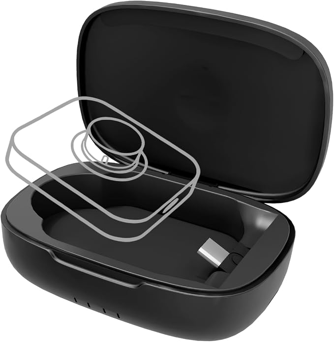 Doohoeek Updated Charging Case Compatible with Oura Ring 4 & 3 Charger, Wireless Power Station Fits Official Chargers & Fit All-Sized Rings Gen 4 & 3 1000mAh (Official Charger NOT Included), Black