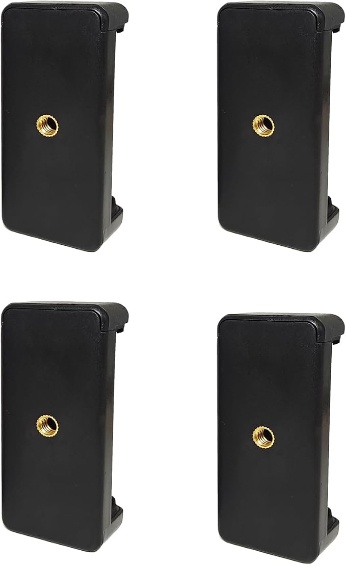 PRAQECZ Universal Cell Phone Tripod Mount Adapter, Phone Holder Clip Connector Head Used for Monopod Selfie Stick Travel Mini Flexible Tripod and More (4 Pack)