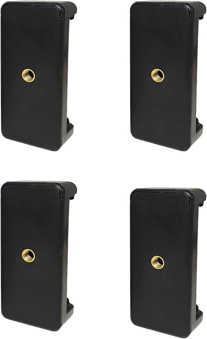 PRAQECZ Universal Cell Phone Tripod Mount Adapter, Phone Holder Clip Connector Head Used for Monopod Selfie Stick Travel Mini Flexible Tripod and More (4 Pack)