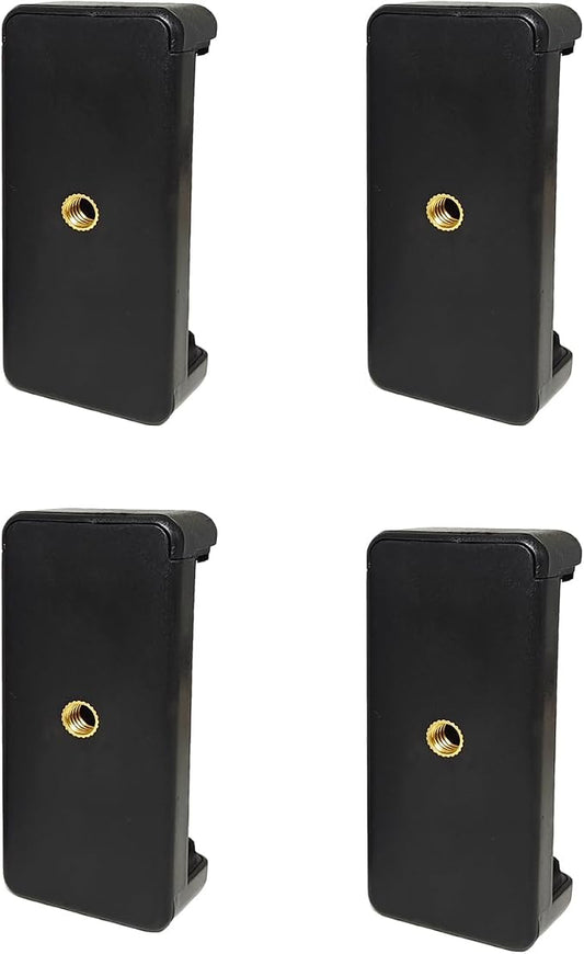 PRAQECZ Universal Cell Phone Tripod Mount Adapter, Phone Holder Clip Connector Head Used for Monopod Selfie Stick Travel Mini Flexible Tripod and More (4 Pack)