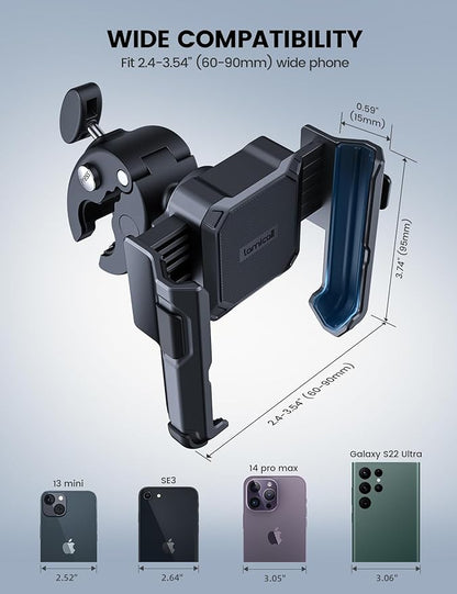 Lamicall Motorcycle Phone Mount Holder - [Camera Friendly] [1s Lock] Bike Phone Holder Handlebar Clamp, Bicycle Scooter Phone Clip, Gifts for iPhone 17, 16, 15 Pro Max, Galaxy S25 Ultra, 4.7-7" Phones