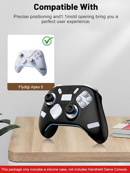 Silicone Protective Case for Flydigi Apex 5 Wireless Controller, Full-Body Protective Cover with Precise Cutout, Shockproof Dustproof Protector Sleeve & Scratch-Resistant Sleeve (Black)