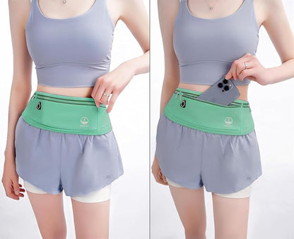 Running Belt Fanny Packs for Women, Green Slim Waist Pack Bag Phone Holder for Running