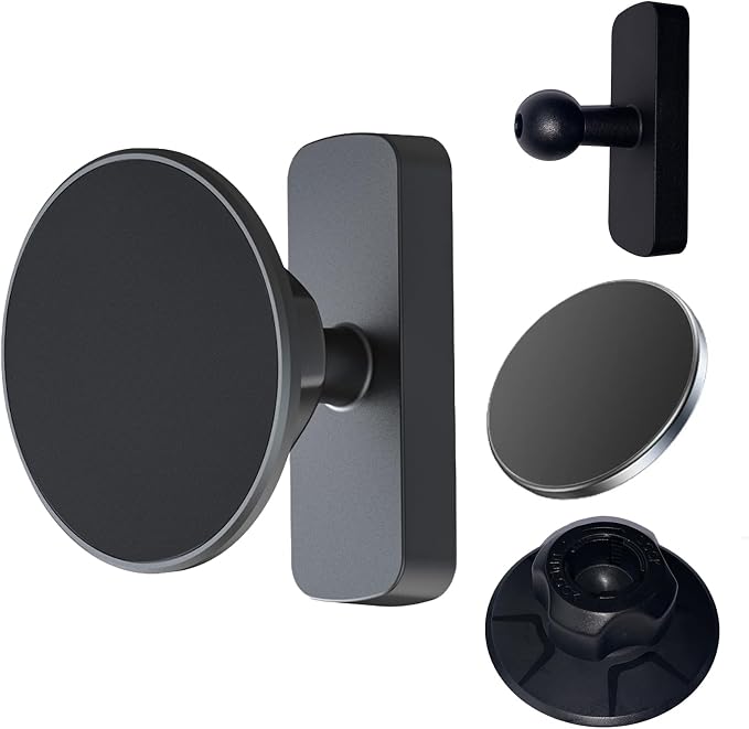 Magnetic Phone Holder for Gym - 360° Adjustable Alloy Base with N52 Magnets Both Sides, Compatible with MagSafe iPhone 12 13 14 15 16 & Android, Smartphone Mount for Metal Surfaces