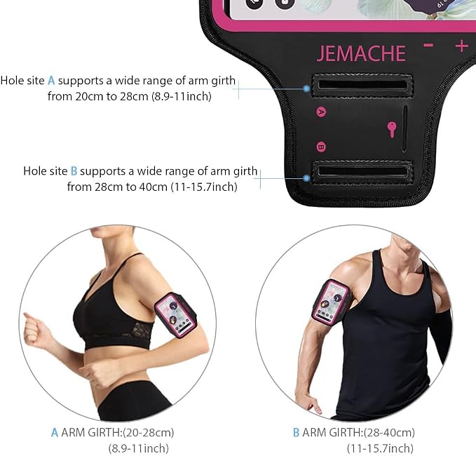 Pixel 10 9 Pro Armband, JEMACHE Water Resistant Gym Running Workouts Phone Arm Band for Google Pixel 10Pro 9Pro 10 9 8 7 9a 8a 7a (Rosy)