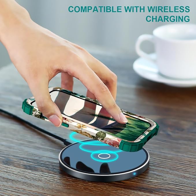 Hocase for iPhone 17e/iPhone 16e Case, Heavy Duty Shockproof Protection Hard Plastic+Silicone Rubber Hybrid Protective Phone Case for iPhone 17e/16e 6.1" - Teal Flowers