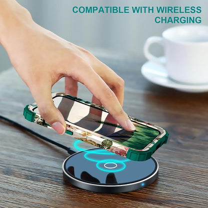 Hocase for iPhone 17e/iPhone 16e Case, Heavy Duty Shockproof Protection Hard Plastic+Silicone Rubber Hybrid Protective Phone Case for iPhone 17e/16e 6.1" - Teal Flowers