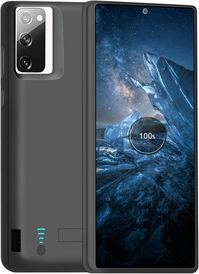 Battery Case for Samsung Galaxy S20 FE 5G, 5000mAh Rechargeable Extended Battery Charging Charger Case, Add 100% Extra Juice, Not Compatible with Galaxy S20 (6.5 inch) Black