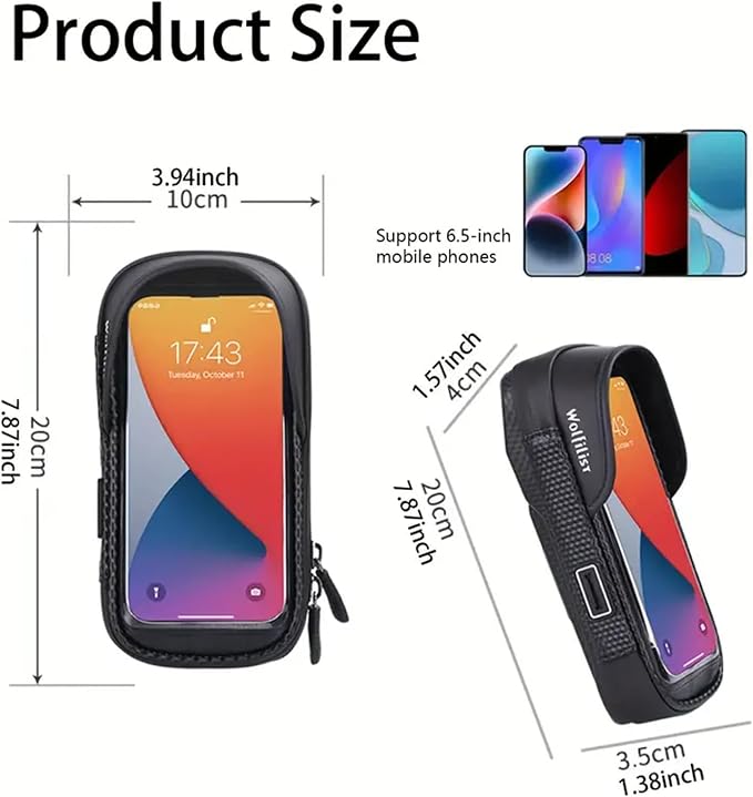 WOLFILIST Bike Phone Holder EVA Waterproof Bike Front Frame Bag Top Tube Bike Bag Bicycle Phone Mount Cycling Pouch with Rain Cover Bike Accessories Gifts for Cyclists Men