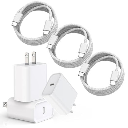 iPhone 17 16 Fast Charger,40W 3Pack iPhone 17 Charger Fast Charging Block USB C Chargers with Braided USB C to C Cable for iPhone Air/17/17 Pro/17 Pro Max/16 Pro Max/16 Plus/16e/15/15 Pro Max,iPad Air