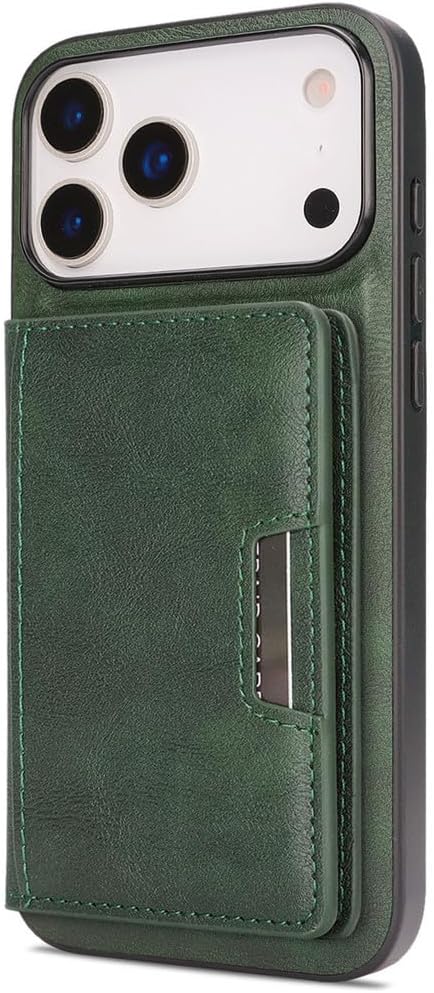 Flip Case for iPhone 17 Pro Max/17 Pro/17 Air/17,Heavy Duty Protection Magnetic Suction Detachable Card Holder Phone Case Folio Stand Wireless Charging Cover (17 Air,Green)