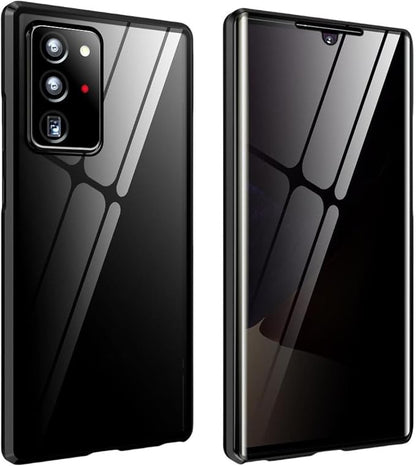 for Samsung S24 Ultra Magnetic Tempered Glass Double-Sided Phone Case, Anti peep Adsorption Cover, 360 Full Body Protection Magnetic Phone Case for Samsung Note Series (S25Edge,Black)