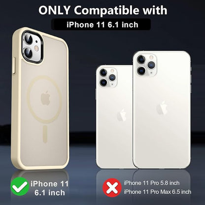 MOCCA Strong Magnetic for iPhone 11 Phone Case,[Compatible with Magsafe][Glass Screen Protector+Camera Lens Protector] Slim Thin Shockproof Cover Case for iPhone 11 6.1 inch, Light Gold