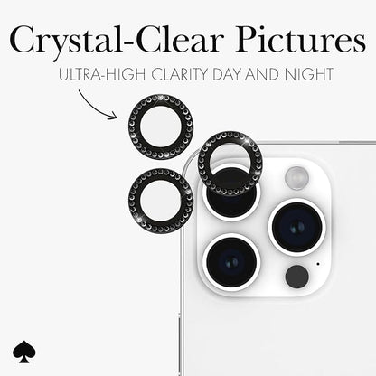 kate spade new york iPhone 15 Pro/iPhone 15 Pro Max Camera Lens Protector with Aluminum Ring - Set in Stone Nightfall