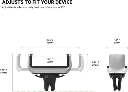 Belkin Car Vent Mount, Black and Silver, Phone Stand for iPhones, Samsungs, LGs & Most Smartphones, Adjustable to Fit 5.5-Inch Screens