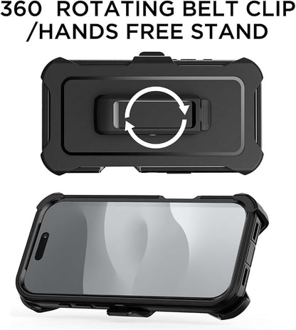 AICase for iPhone 17 Case+Belt-Clip Holster 6.3",Heavy Duty Drop Protection Full Body Rugged Shockproof/Drop Proof/DustProof Military Grade Tough Durable Cover for iPhone 17 2025_BG023