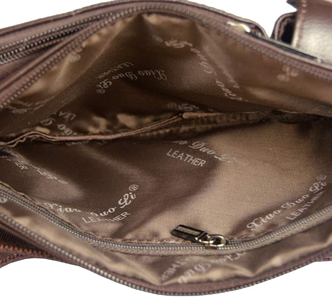 Hebetag Leather Waist Bag Fanny Pack for Men Hip Bum Belt Waist Purse Travel Hiking Walking Cell Phone Pouch Sling Chest Daypack, Coffee