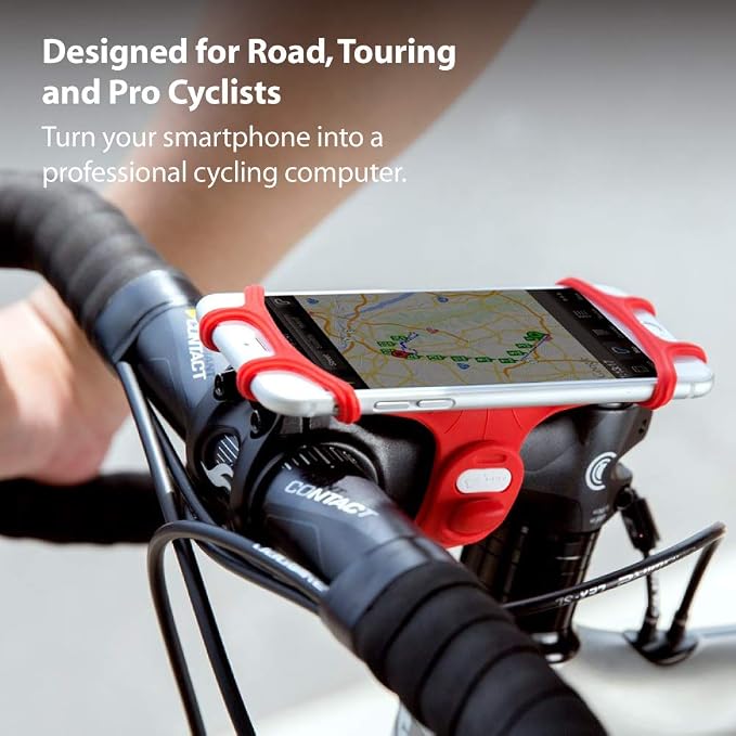Bone Bike Tie Pro 1, Bike Cell Phone Mount for Stem, Scratch-Free Silicone Holder & Quick Setup, Universal Cycling Phone Holder Compatible with 4.0"-6.0" Smartphones (Slate Blue - Stem)