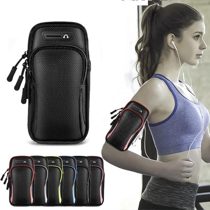 Sport Running Armband Cell Phone Holder Case Exercise Arm Band Bag Pouch for Samsung Galaxy S24 Ultra S23 S22 S21 S20 Plus A14 iPhone 12 13 14 15 Pro Max Moto G Stylus G Power G Play TCL 40 XL (Black)