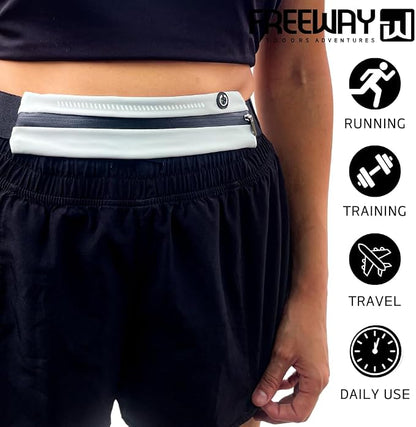 Lightweight Running Belt - Ergonomic Single or Double for Man and Woman - Perfect for running, training, sports (Single, Gray) designed for carrying Phone, Keys & Essentials - For All Cell Phones