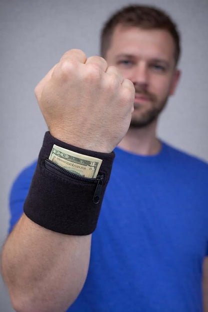 Suddora Zipper Wrist Pouch - Sweatband/Wristband Wallet for Keys, ID, Cards, Cash