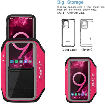 Galaxy S10 S9 S8 Armband, JEMACHE Gym Running Exercises Workouts Phone Arm Band for Samsung Galaxy S10/S9/S8/S7 Edge (Rose)