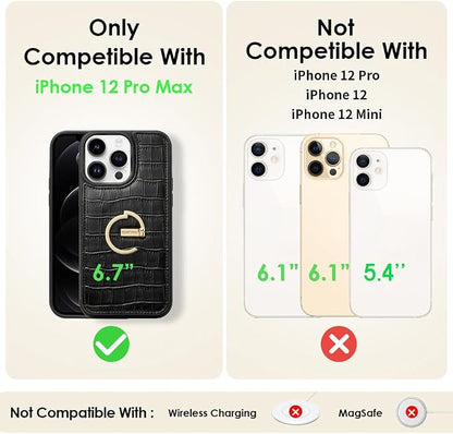 CUSTYPE for iPhone 12 Pro Max Case Wallet with Card Holder, Ring Holder Stand Card Slots Case,Flip Leather Wallet Case with Wallet Protective for iPhone 12Pro max 6.7 "-Black