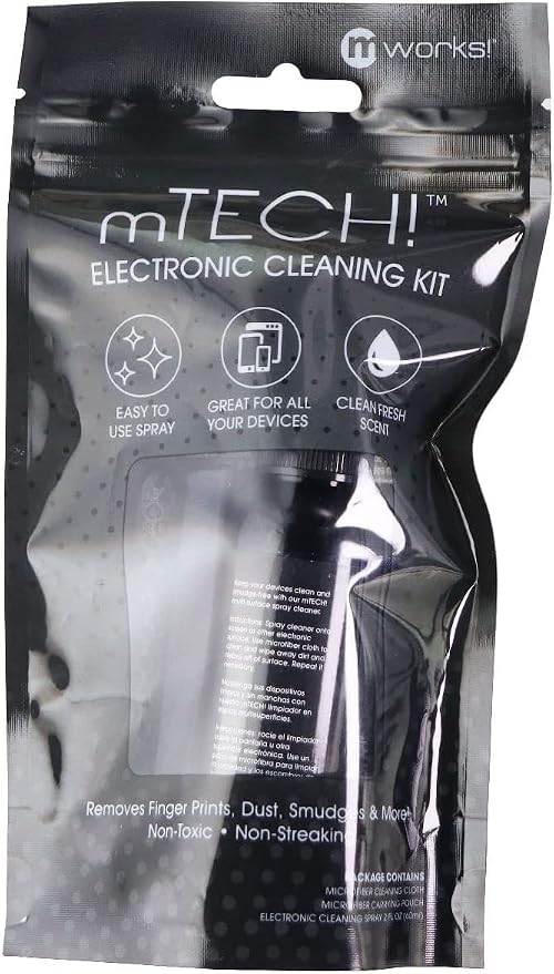 mTech! Electronic Cleaning Kit with Spray Bottle & Cloth [Travel Size] Screen Cleaning Kit for Smartphones, Tablets, TVs, Laptops and All Tech with Plush Microfiber Cloth and Screen Shine Formula