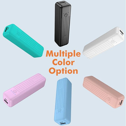Miady 2-Pack Small Portable Charger Mini Power Bank Lipstick Battery Pack | 5000mAh丨18.5Wh丨Dual USB丨Pocket Size丨Compatible with iPhone Android etc丨Flight-Safe丨Lightweight丨Blue+Pink