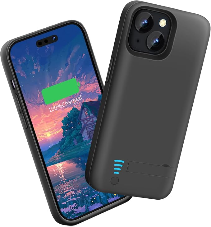 Sitong Battery Case for iPhone 15, 5000mAh Rechargeable Extended Battery Charging/Charger Case, Add 100% Extra Juice (6.1 inch) Black