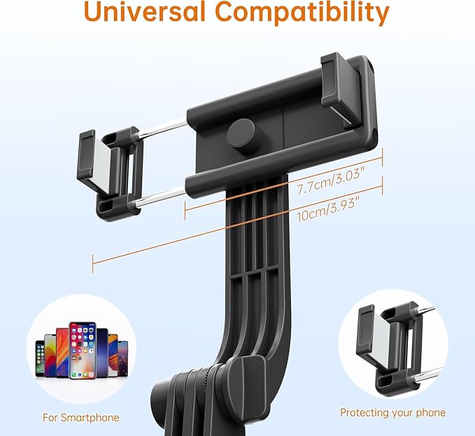 67" Selfie Stick Tripod, Portable Cell Phone Tripod with Wireless Remote Control, 360° Rotating Extendable All-in-1 Travel Stand for Selfies Video Recording, Compatible with iOS/Android, Silver Black