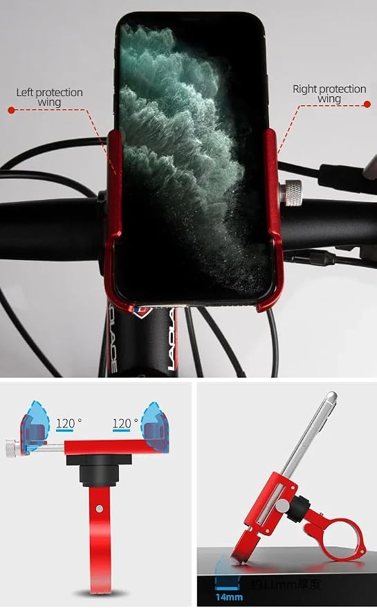 GUB P30 Aluminum Bike Phone Holder for 3.5" to 7.5" Device Bicycle Phone Stand Scooter Moto Mount Support Handlebar Clips