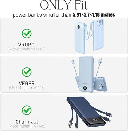 Case for VRURC for VEGER for charmast Portable Power Bank Built-in Cables - Travel Protective Carrying Storage Bag (Case Only) (Blue)