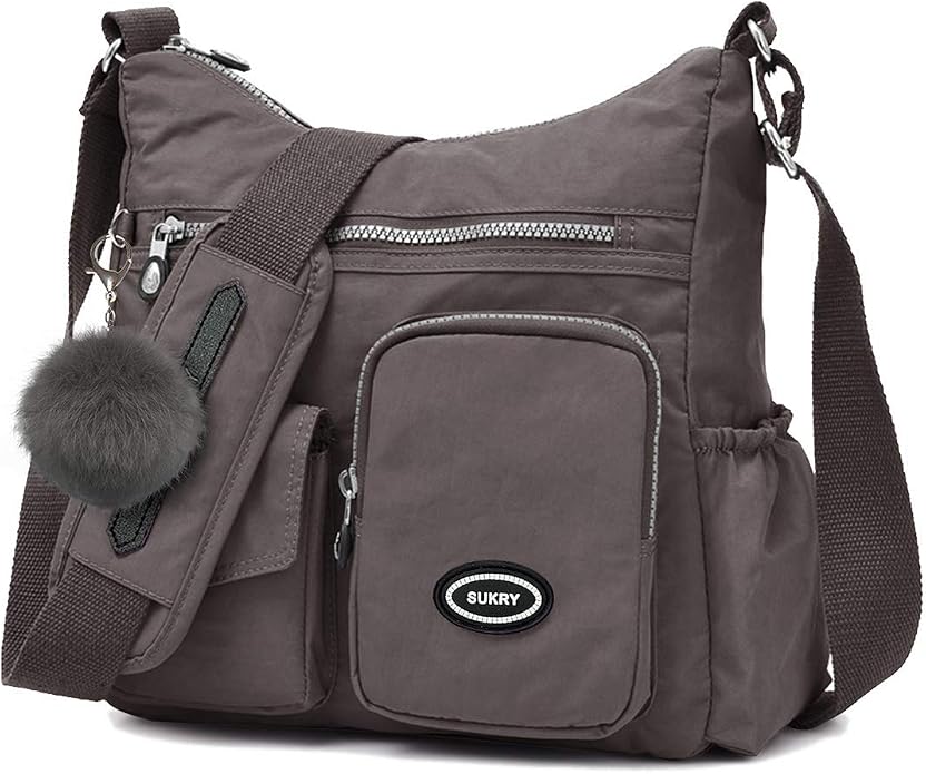 SUKRY Nylon Crossbody Bag for Women with Anti theft RFID Pocket, Waterproof Shoulder Bag Travel Purses and Handbag