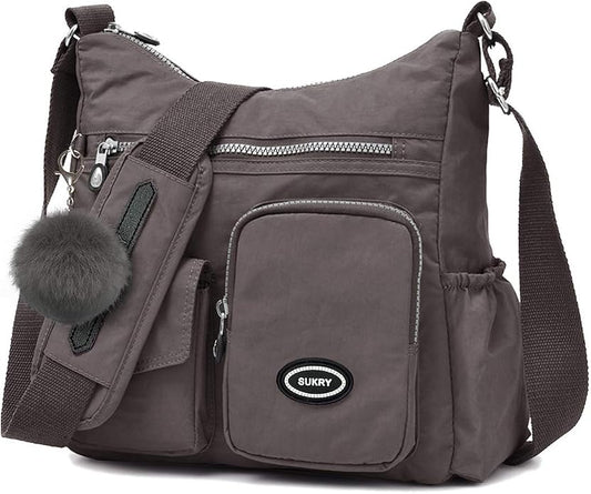 SUKRY Nylon Crossbody Bag for Women with Anti theft RFID Pocket, Waterproof Shoulder Bag Travel Purses and Handbag